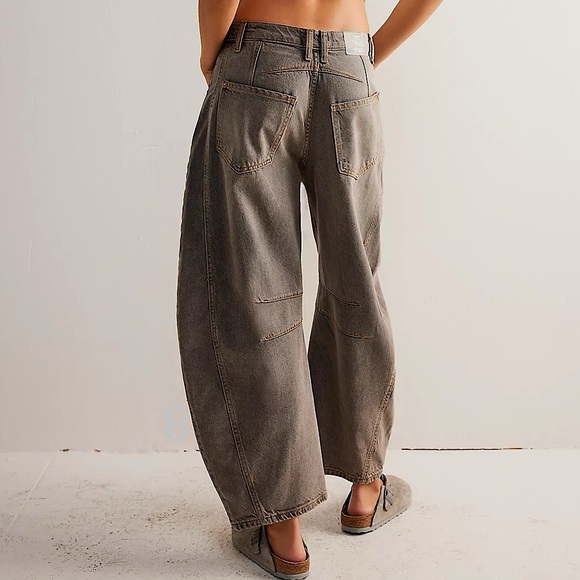 NEW Free people We The Free Good Luck Mid-Rise Barrel Jeans In Archive Grey - Picture 12 of 13